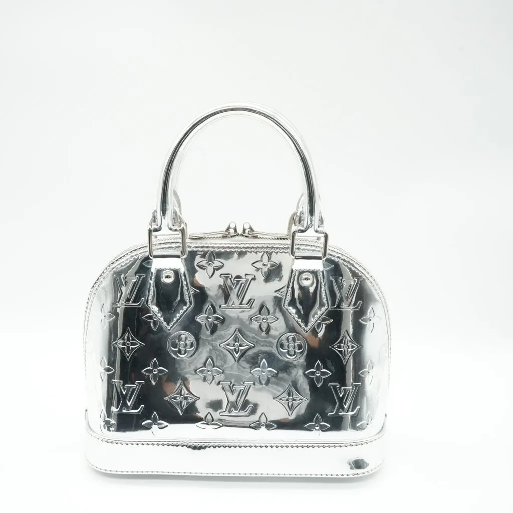 Louis Vuitton LV Ski Alma BB Silver Color Metallic Canvas Good - Back View