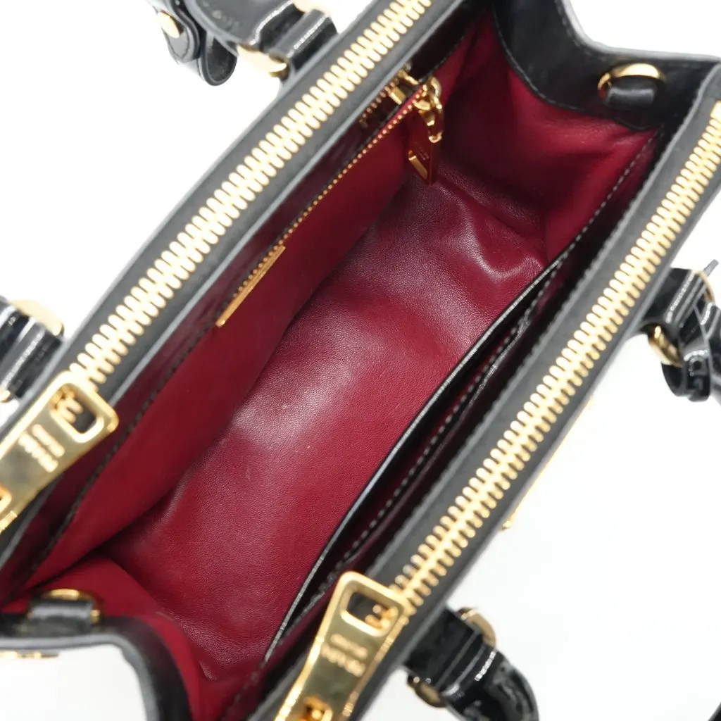 Prada Galleria Mini Black Patent Leather Black Leather Good - Model View