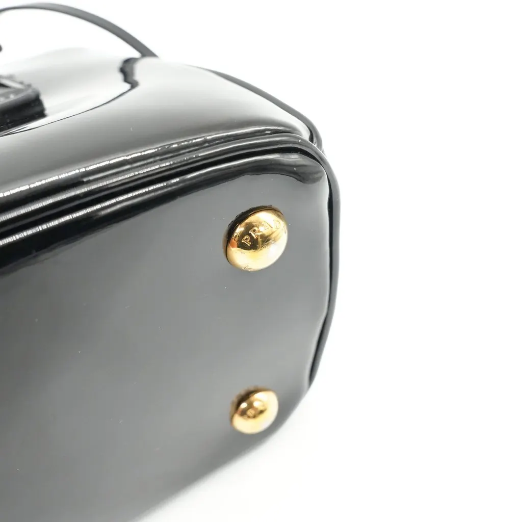 Prada Galleria Mini Black Patent Leather Black Leather Good - Box View