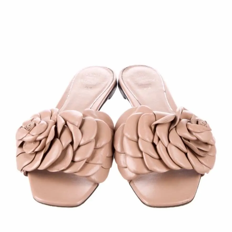 Valentino Nude Rose Petal Slides Pink Leather Very good - Inside View