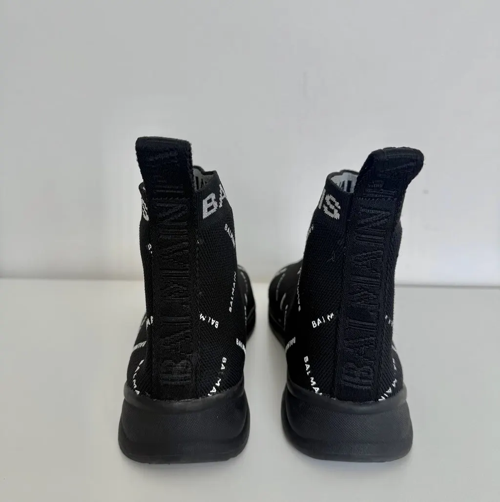Balmain Balmain Technical Fabric Sock Sneakers Black Polyamide Very good - Back View
