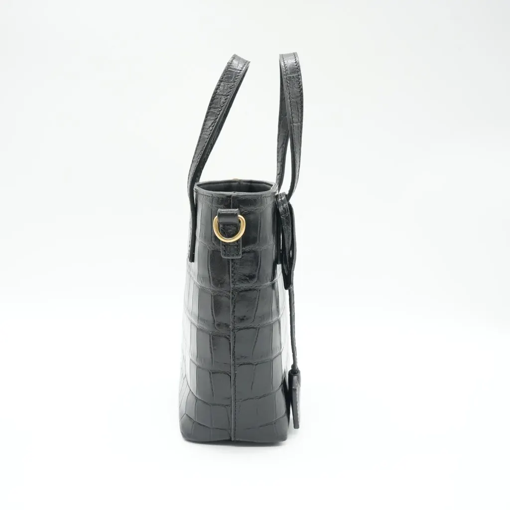 Saint Laurent Mini Toy Shopping Bag In Croc-Embossed Leather Black Black Leather Very good - Box View