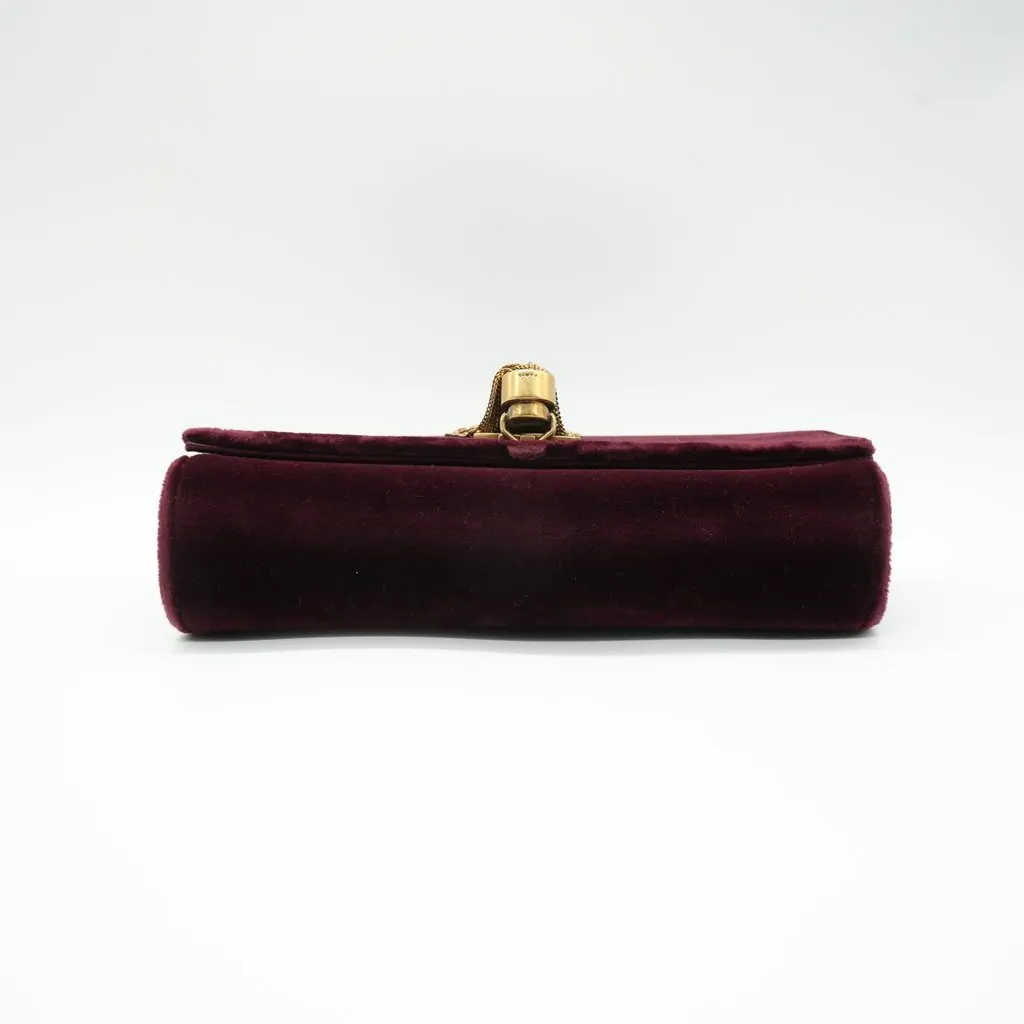 Saint Laurent Small Kate Tassel Burgundy Velvet Burgundy Velvet Good - Inside View