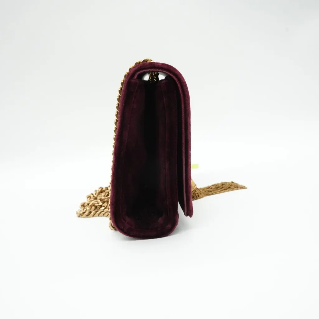 Saint Laurent Small Kate Tassel Burgundy Velvet Burgundy Velvet Good - Box View