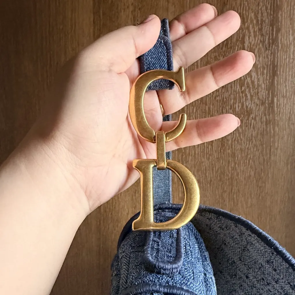 Dior Denim Saddle Bag Navy Jacquard Good - Box View