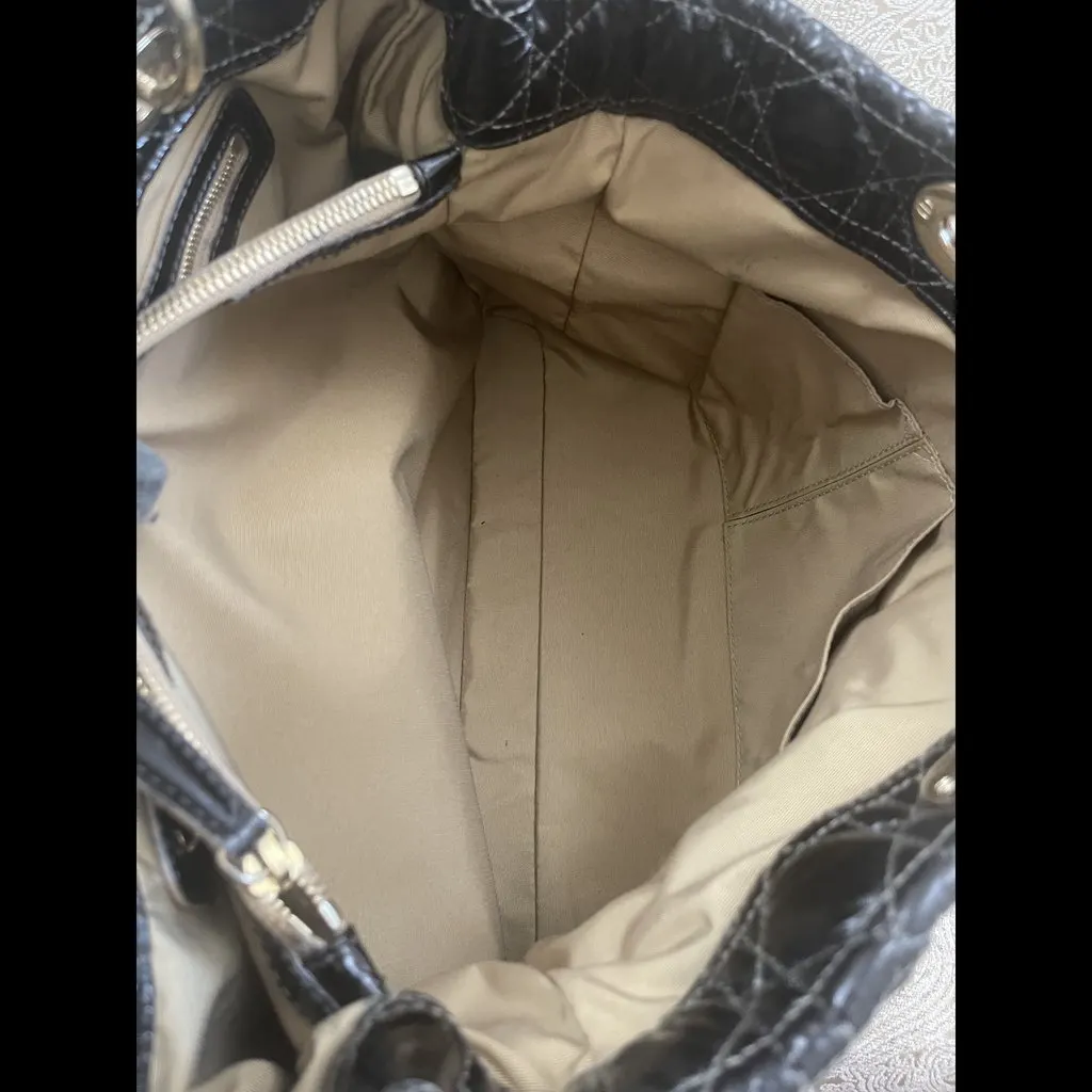 Christian Dior Cannage Patent Leather Tote Black Leather Very good - Box View