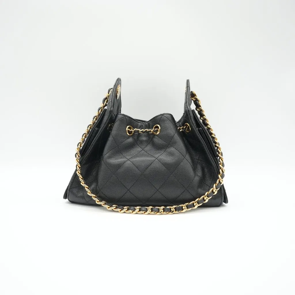 Chanel 25 Mini Hobo Handbag Black Leather Very good - Back View