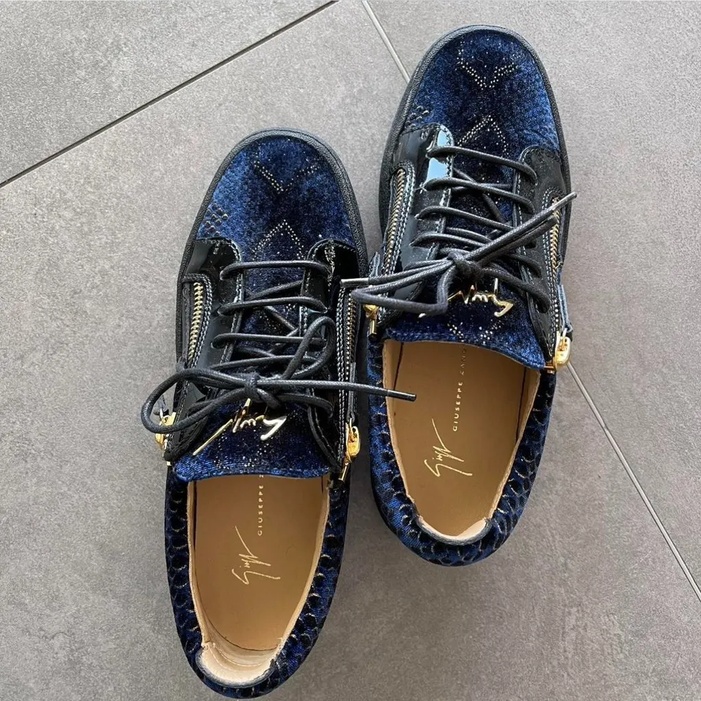 Giuseppe Zanotti Velvet Zip Blue Velvet Very good - Back View