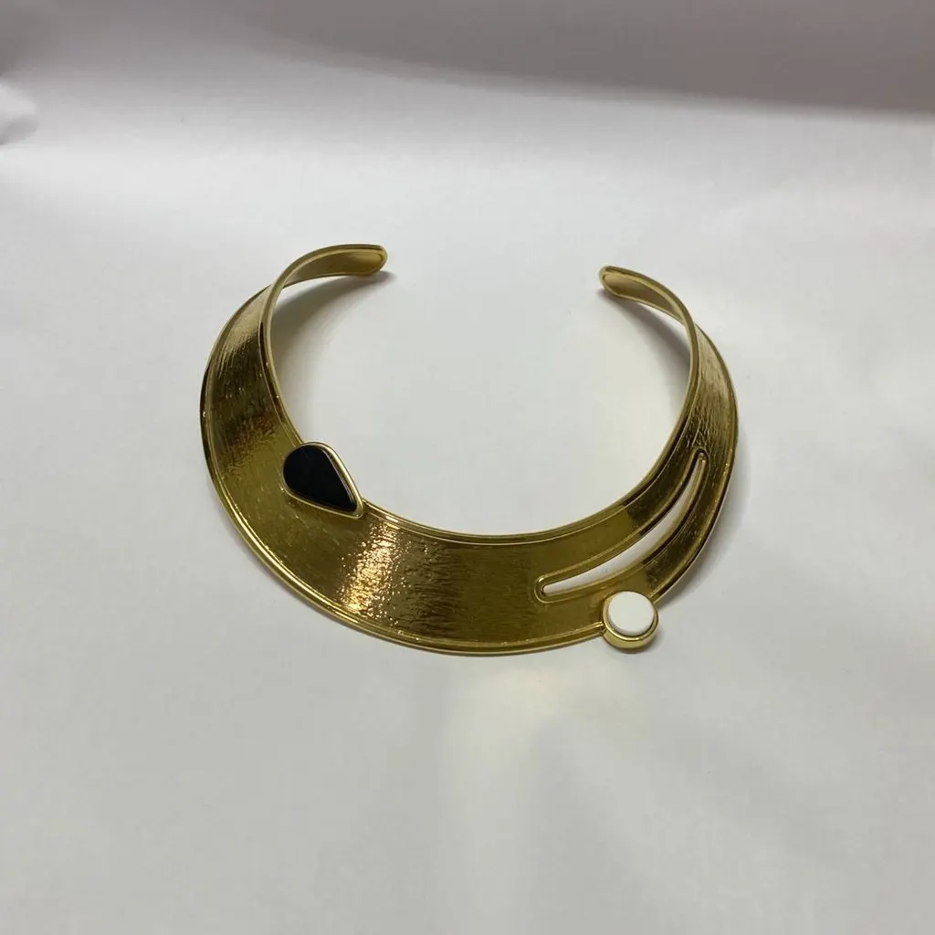 Vionnet Rigid Open-Front Gold-Tone Collar Choker with Monochrome Enamel AccentsSize : 14 MultiColor Very good - Box View