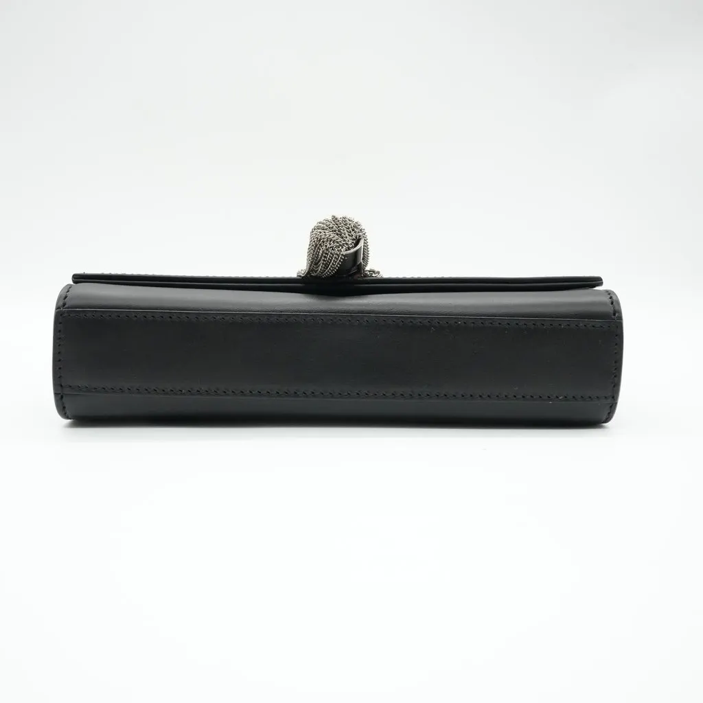Saint Laurent Kate Small Tassel Chain Bag Black Black Leather Good - Inside View