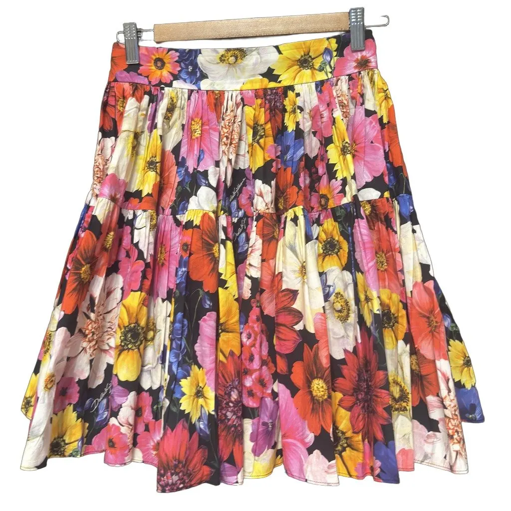 Dolce & Gabbana D&G Multicolour Floral Cotton Full Midi Skirt – IT40/UK 8/US4