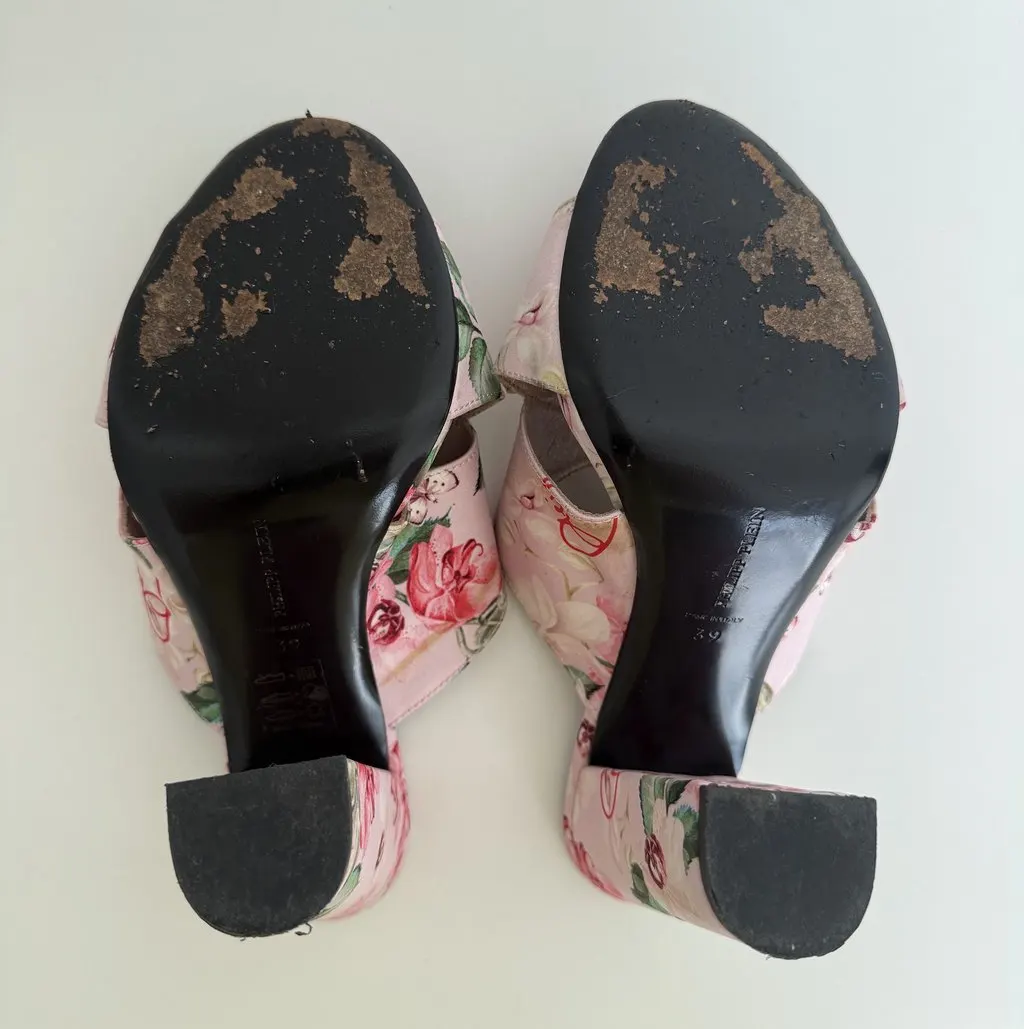 Philipp Plein Philipp Plein Floral Print Open-Toe Heeled Mules Pink Silk Very good - Box View