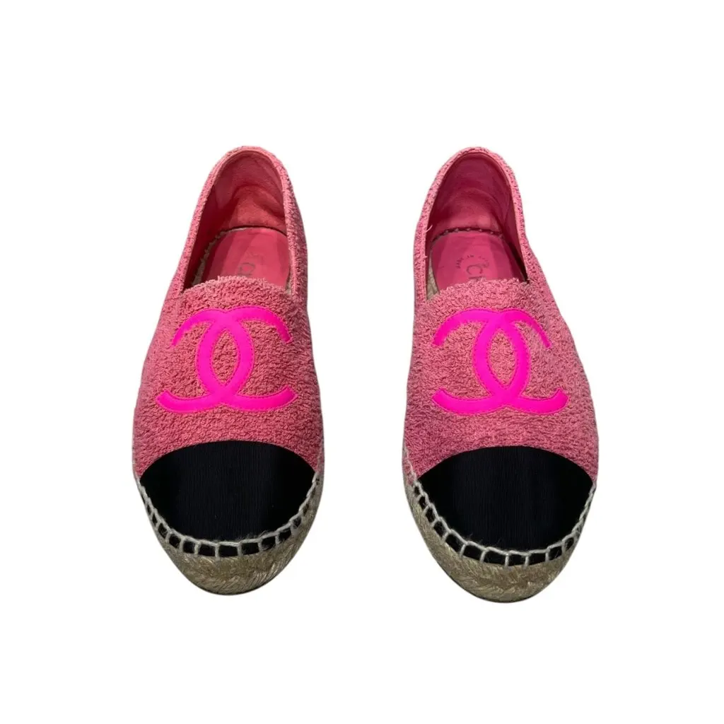 Chanel Chanel 2022 Interlocking CC Logo Espadrilles 38 Pink Pink Tweed Very good - Inside View