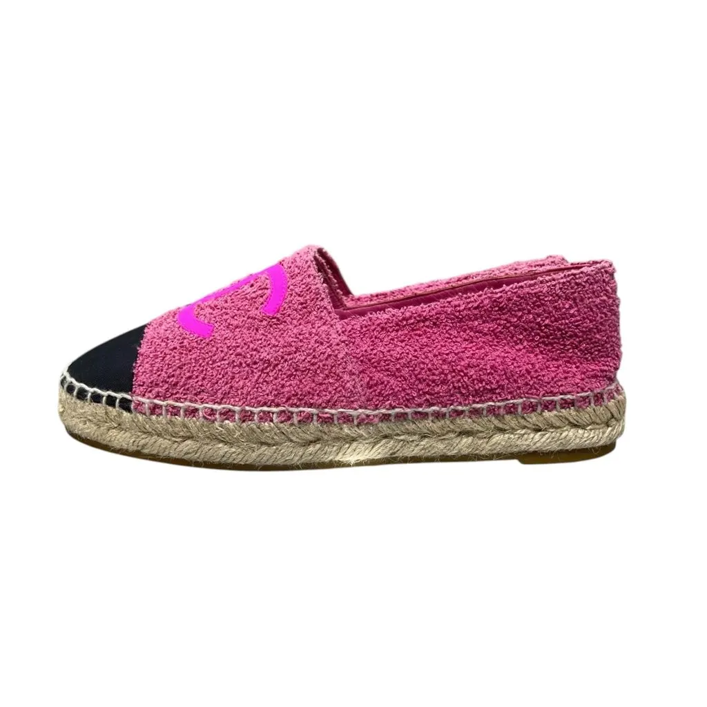 Chanel Chanel 2022 Interlocking CC Logo Espadrilles 38 Pink Pink Tweed Very good - Box View