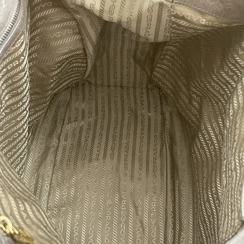 Prada Vitello Shine Leather Tote Grey Leather Very good - Model View