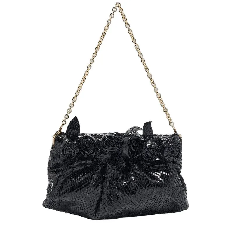 Valentino Python Leather Fleur Clutch