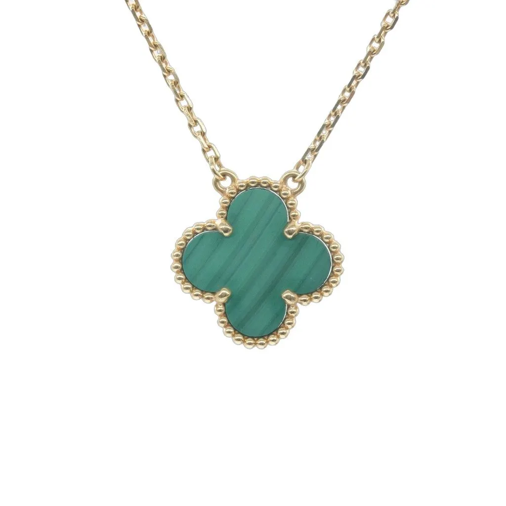 Van Cleef & Arpels Vintage Alhambra Pendant Malachite Gold Gold Very good - Front View