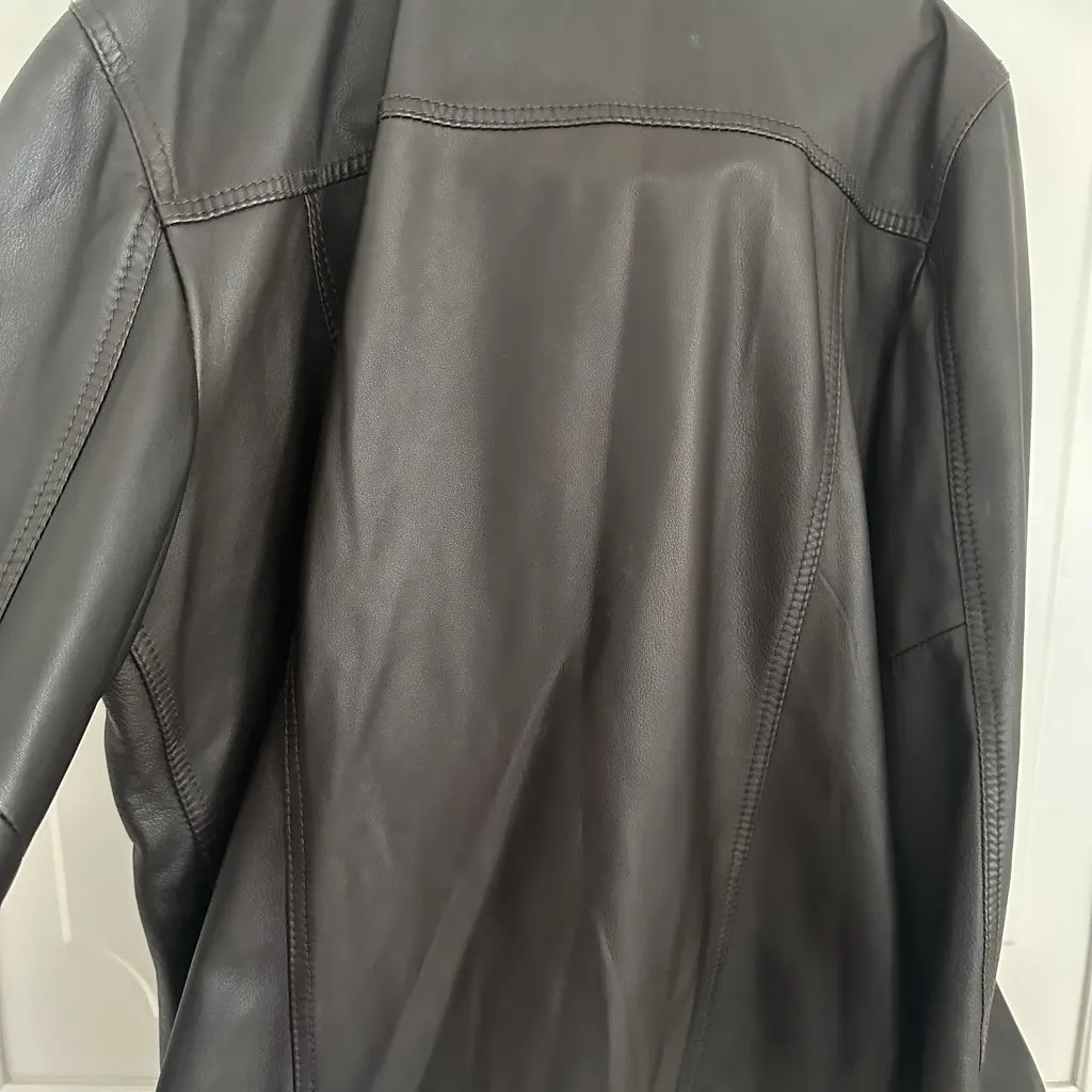 Unsigned SMALTO Vintage Brown Genuine Leather Field Jacket Brown Leather Very good - Back View