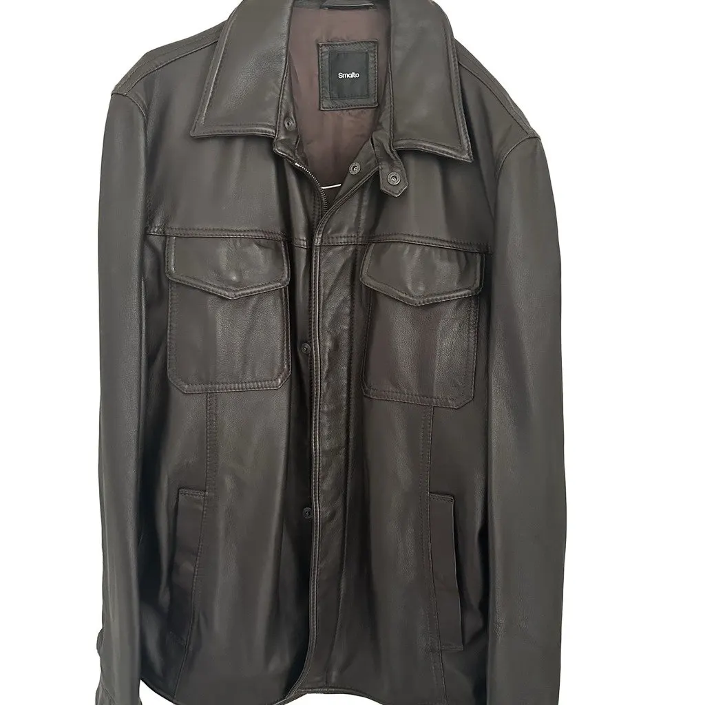 Unsigned SMALTO Vintage Brown Genuine Leather Field Jacket