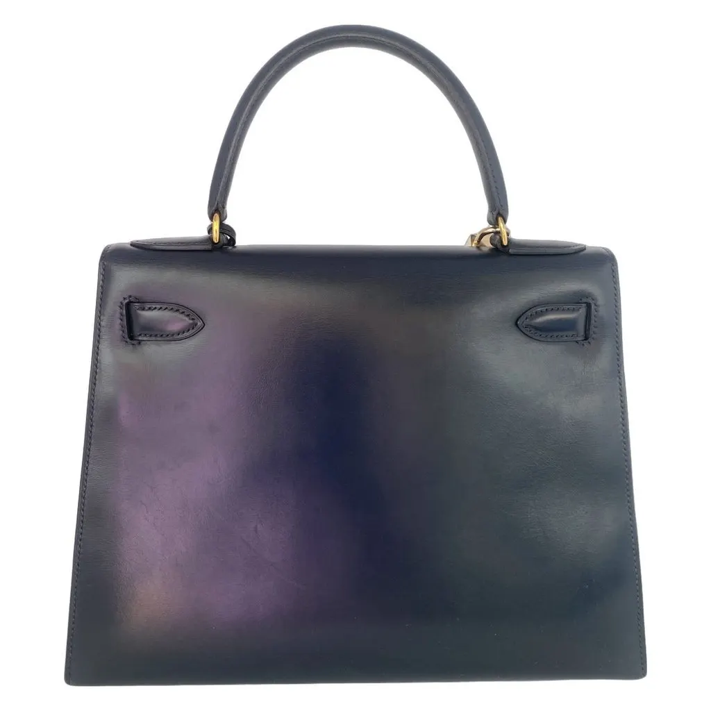 Hermès Kelly 28 Midnight Blue Navy Leather Good - Back View