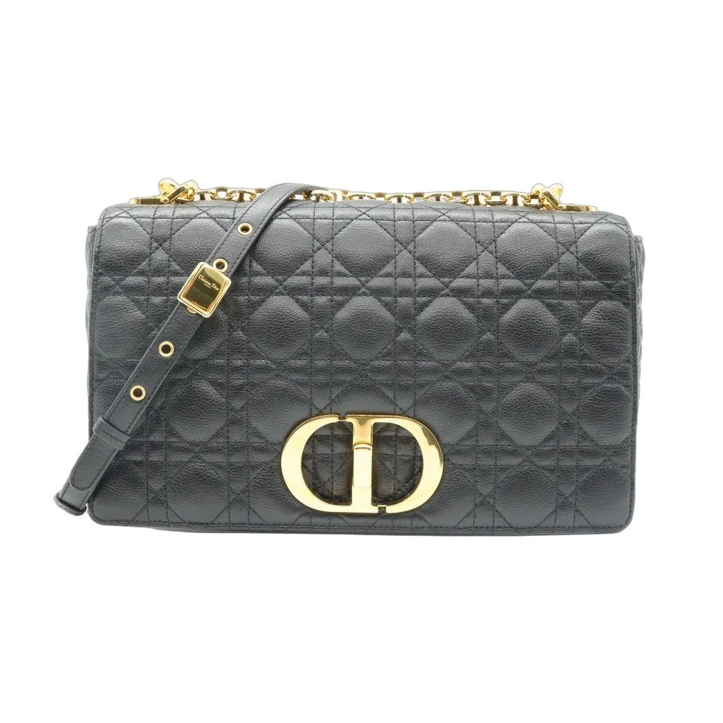 Dior Medium Soft Dior Caro Bag Black Macrocannage Lambskin