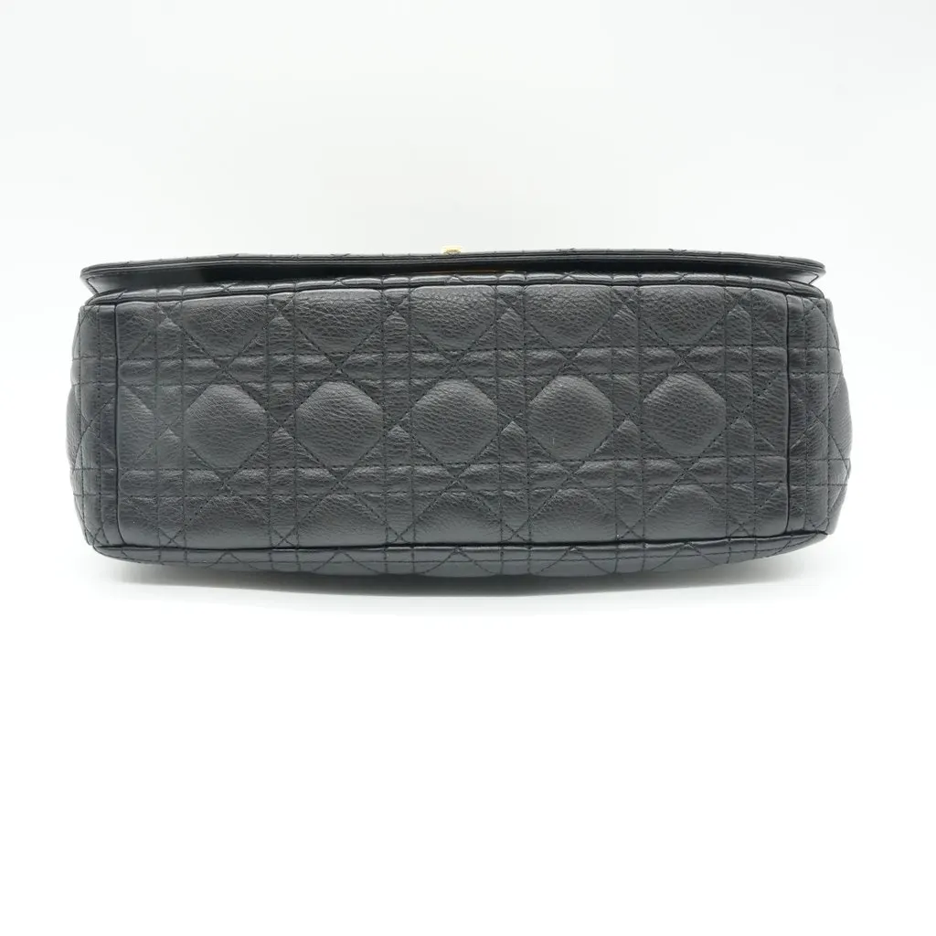 Dior Medium Soft Dior Caro Bag Black Macrocannage Lambskin Black Leather Fair - Inside View