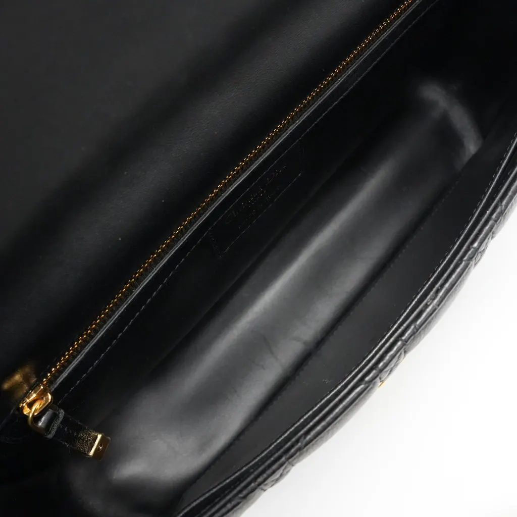 Dior Medium Soft Dior Caro Bag Black Macrocannage Lambskin Black Leather Fair - Model View