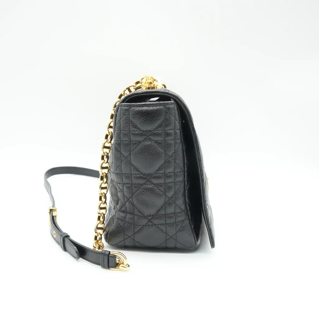 Dior Medium Soft Dior Caro Bag Black Macrocannage Lambskin Black Leather Fair - Box View