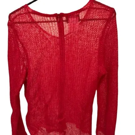 Chanel Chanel Red Open Knit Mohair Blend Vintage Sweater 98A Red Very good - Back View