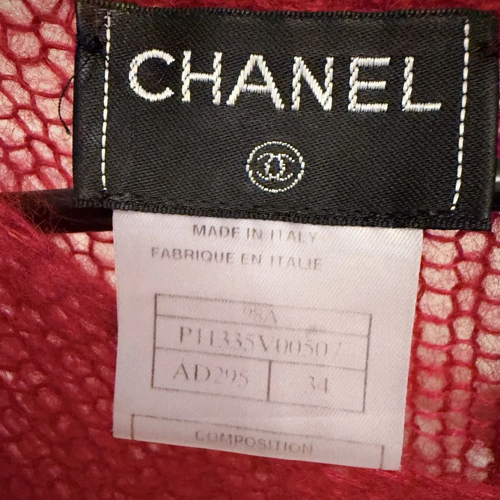 Chanel Chanel Red Open Knit Mohair Blend Vintage Sweater 98A Red Very good - Inside View
