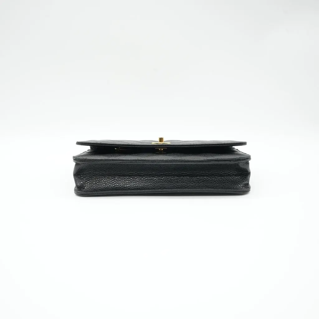 Chanel Wallet on Chain Caviar Leather Black Black Leather Good - Inside View