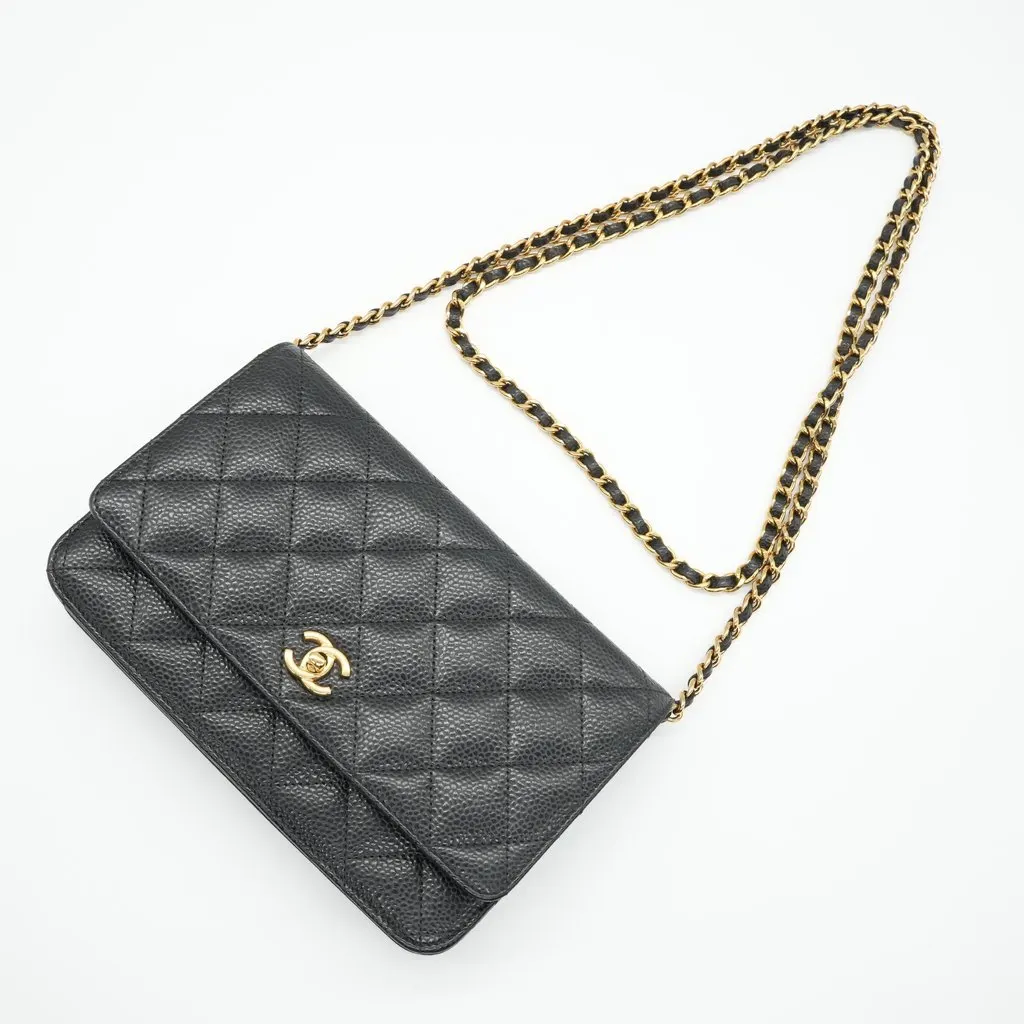 Chanel Wallet on Chain Caviar Leather Black Black Leather Good - Box View