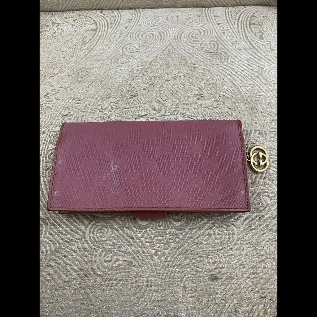Gucci GG Long Wallet Pink Leather Very good - Back View