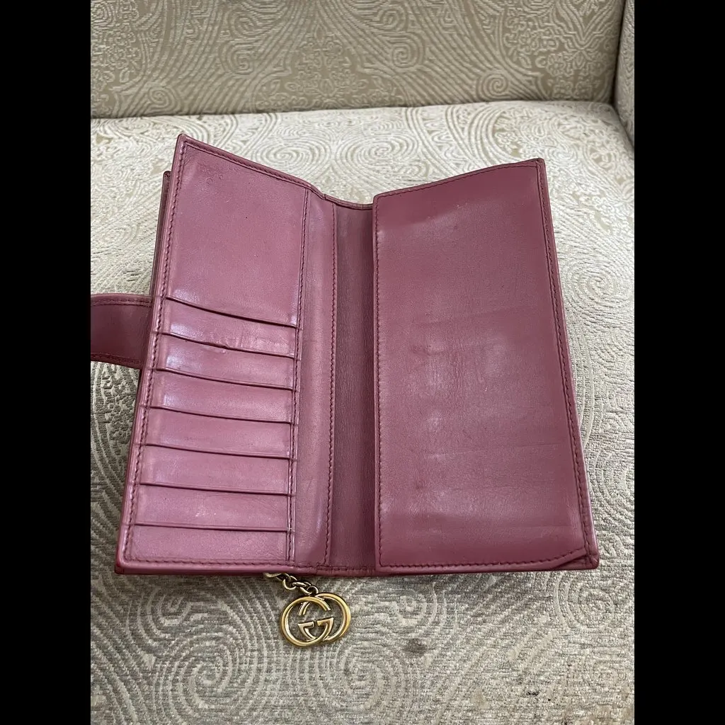 Gucci GG Long Wallet Pink Leather Very good - Box View
