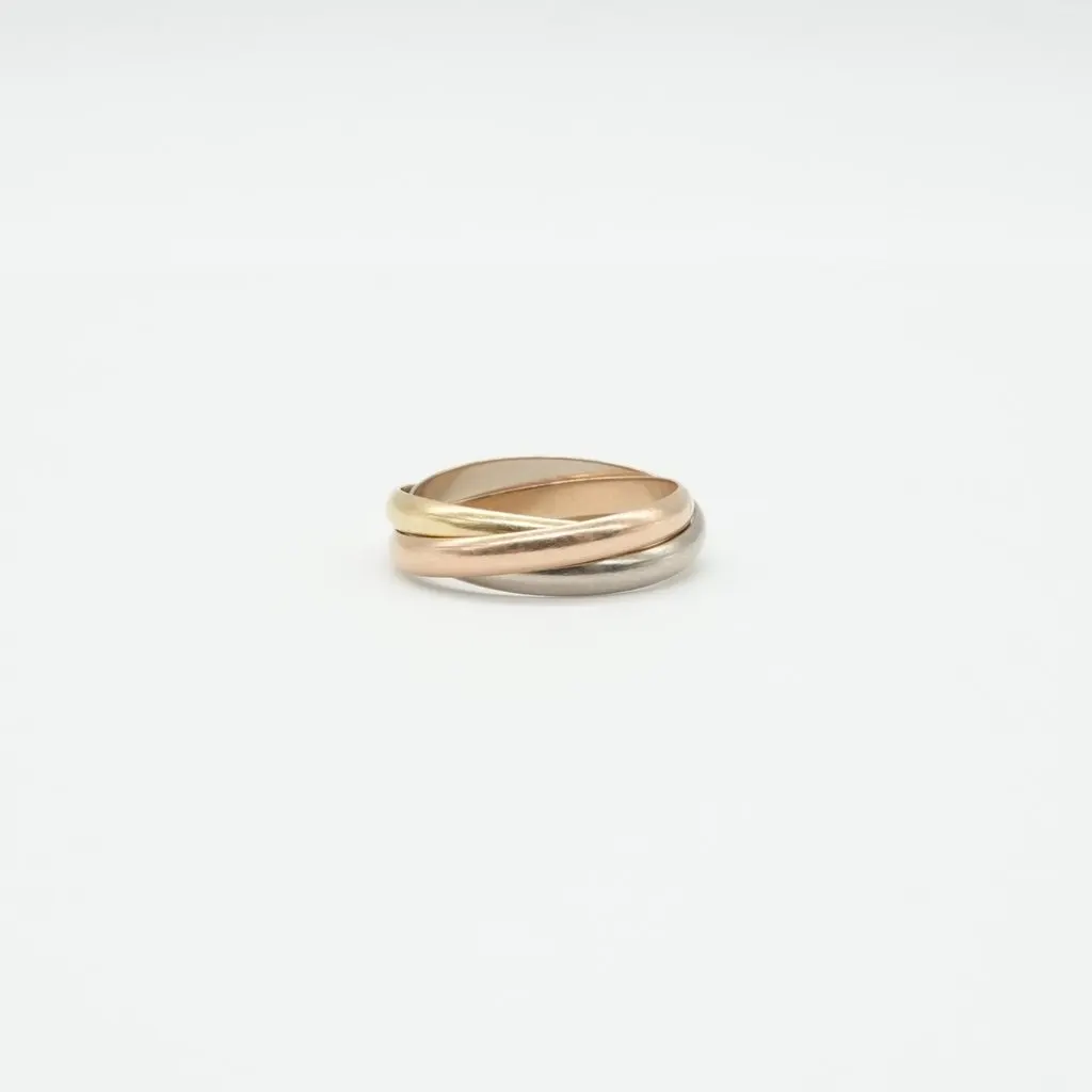 Cartier Trinity Ring, Small Model, 18K YG/WG/RG Size:60 6.7g Gold Gold Good - Back View