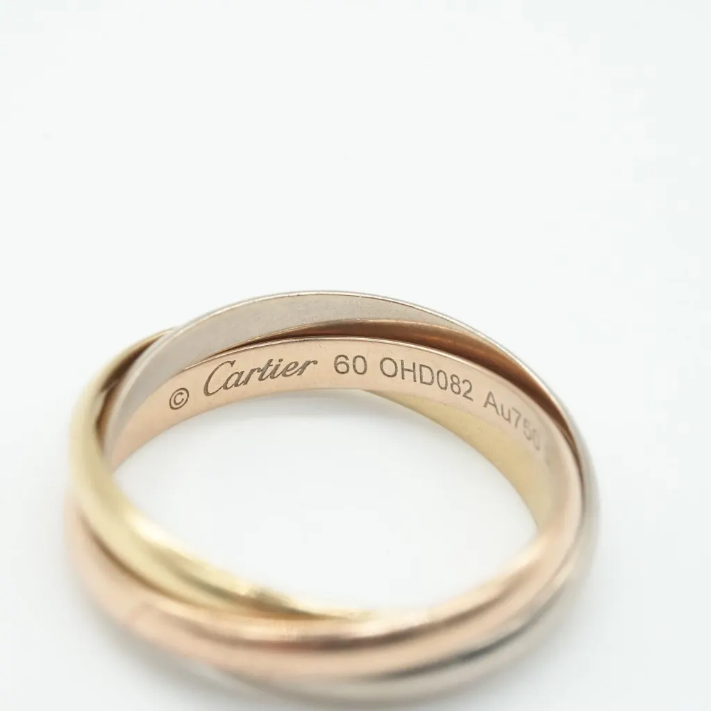 Cartier Trinity Ring, Small Model, 18K YG/WG/RG Size:60 6.7g Gold Gold Good - Box View