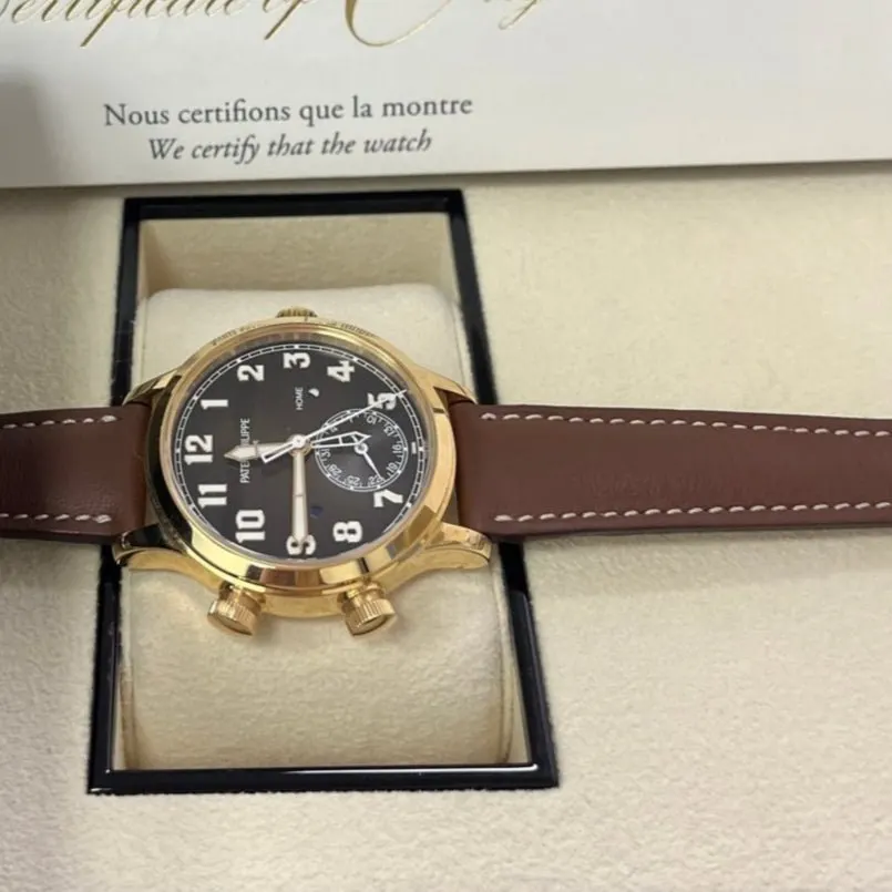 Patek Philippe Travel Time 37mm Rose Gold/ Brown Sunburst Dial 37mm Pink Never worn - Inside View