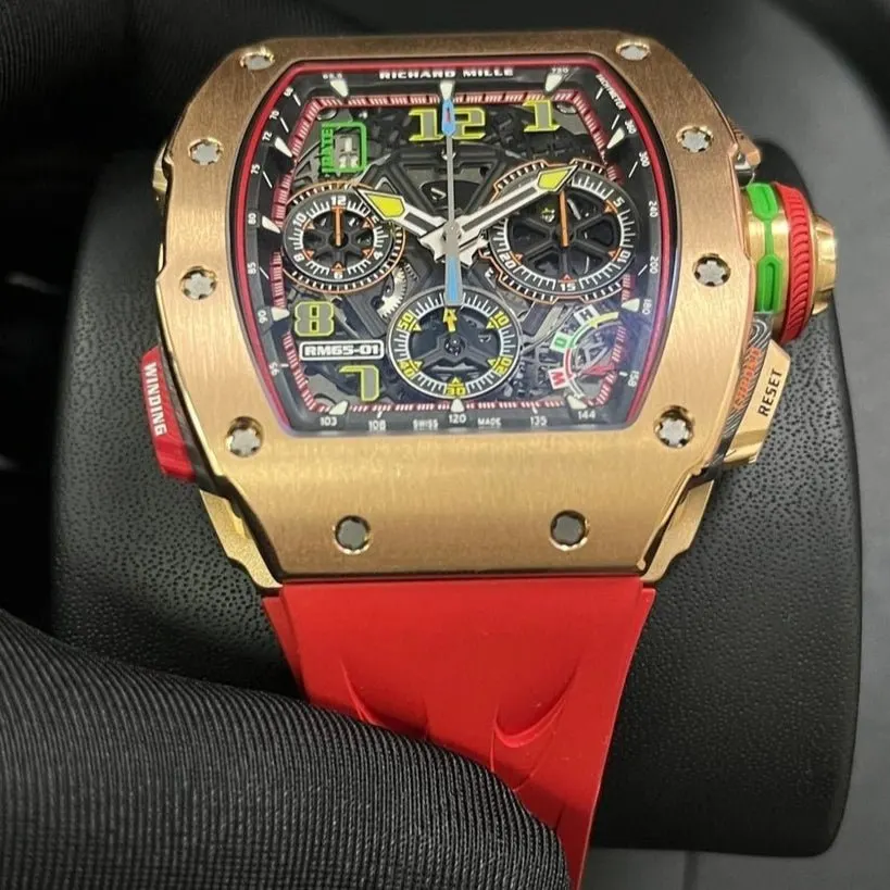 Richard Mille RM 65-01 Automatic Chronograph Full Rose Gold Pink Never worn - Box View