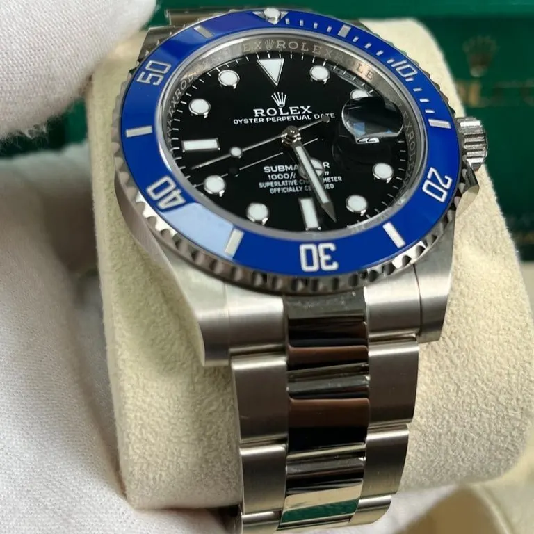 Rolex White Gold Submariner Date Watch - The Blueberry - Blue Bezel - Black Dial 41mm Blue Never worn - Back View