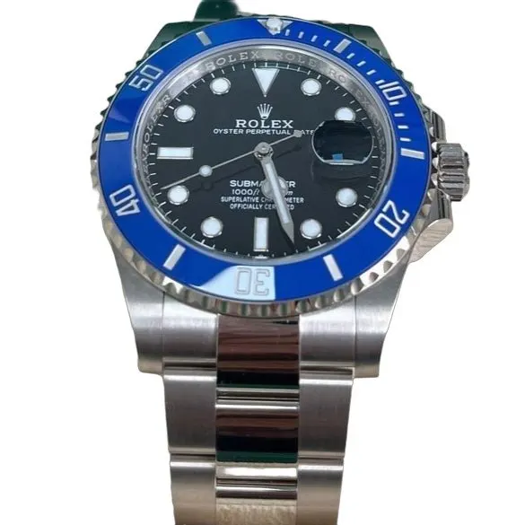 Rolex White Gold Submariner Date Watch - The Blueberry - Blue Bezel - Black Dial 41mm Blue Never worn - Front View
