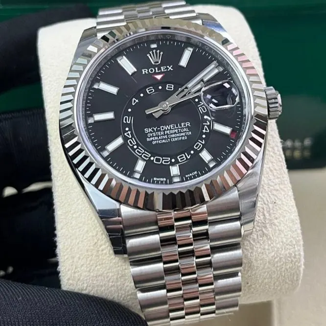 Rolex White Rolesor Sky-Dweller Black Index Dial  Jubilee Bracelet 42mm Black Never worn - Inside View