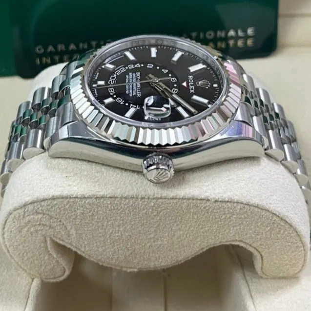 Rolex White Rolesor Sky-Dweller Black Index Dial  Jubilee Bracelet 42mm Black Never worn - Box View