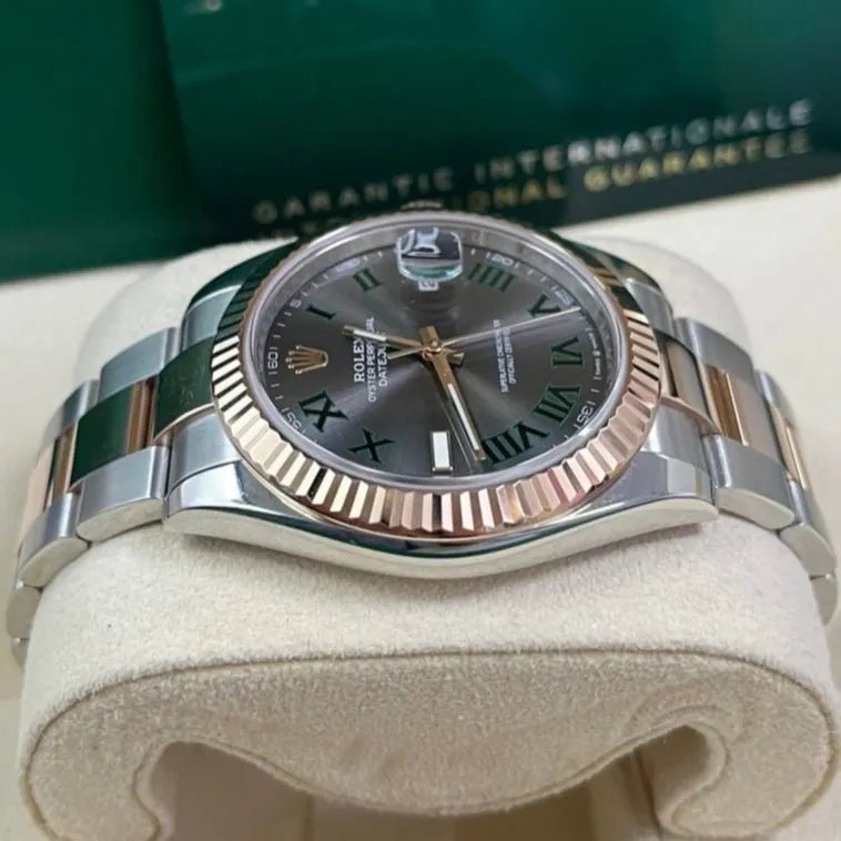 Rolex Steel and Rose Gold Datejust 41mm - Fluted Bezel - Slate Gray Wimbledon Roman Dial (Reference #126331) 41mm Pink Never worn - Inside View