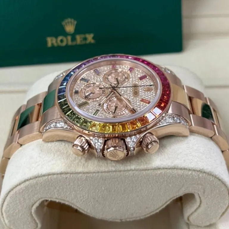 Rolex Cosmograph Everose Daytona Factory Diamond Rainbow Edition Ref# 116595RBOW) 40mm Pink Never worn - Back View