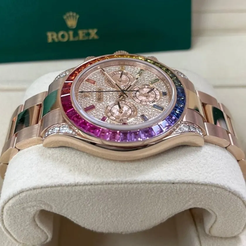 Rolex Cosmograph Everose Daytona Factory Diamond Rainbow Edition Ref# 116595RBOW) 40mm Pink Never worn - Inside View