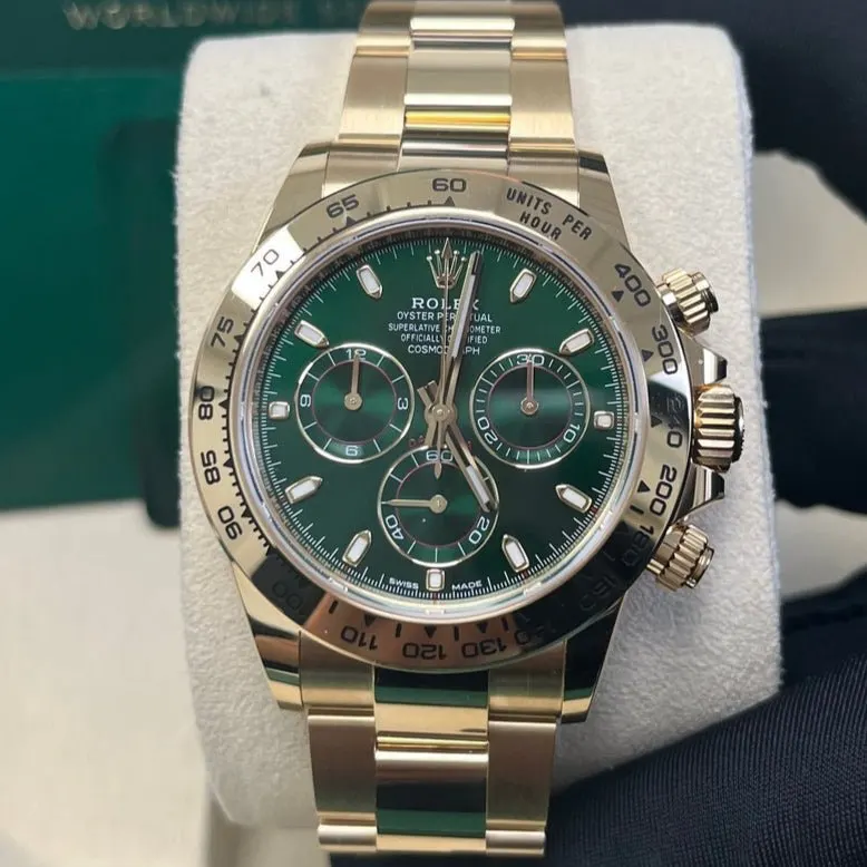 Rolex 'John Mayer' Daytona Cosmograph | Green Dial, Yellow Gold 40mm Green Never worn - Back View