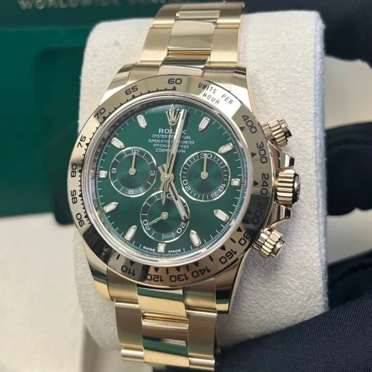 Rolex 'John Mayer' Daytona Cosmograph | Green Dial, Yellow Gold 40mm Green Never worn - Inside View