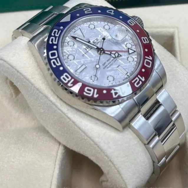 Rolex White Gold GMT-Master II 40 Watch - Blue and Red Pepsi Bezel - Meteorite Dial - Oyster Bracelet Blue Never worn - Box View