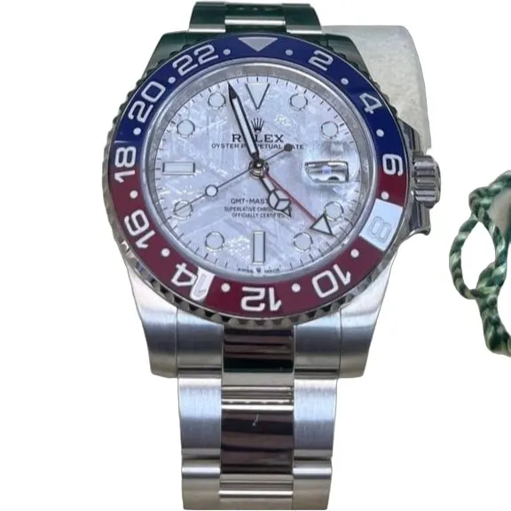 Rolex White Gold GMT-Master II 40 Watch - Blue and Red Pepsi Bezel - Meteorite Dial - Oyster Bracelet Blue Never worn - Front View