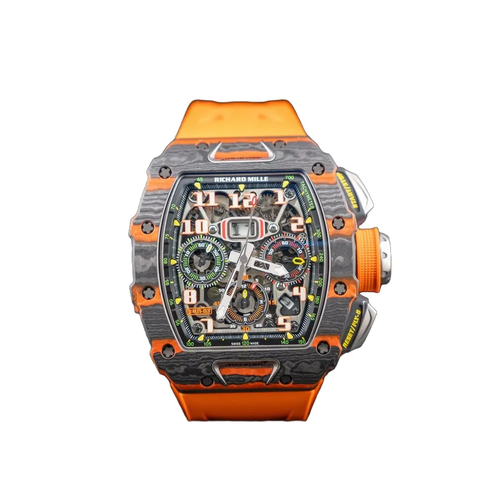 Richard Mille McLaren Carbon TPT Automatic Flyback Chronograph Limited Edition of 500 (Ref # RM 011-03) 50mm MultiColor Never worn - Front View